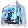 Image de Mars Gaming MC-NOVAM Blanc, Boîtier Compact Custom MicroATX, Double Fenêtre Verre Trempé Continu, Châssis Modulaire à Double Chambre, Grille Avant, Support Refroidissement Liquide, Connecteur USB-C