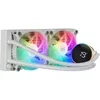 Image de Mars Gaming MLLCD240W, Refroidissement Liquide AIO, TDP 500W, 2x Ventilateurs FDB ARGB 120mm, Écran LCD avec Surveillance Température, Pompe Opti-Chamber 3e Gén., Multisocket Universel, Blanc