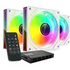 Image de MARS GAMING MF-3DPROKIT, Kit 3x Ventilateurs PWM 120mm, Ã clairage ARGB Infinity Mirror 3D, Système de contrôle PWM, Paliers FDB, Télécommande et HUB, Compatibilité Totale ARGB, Blanc