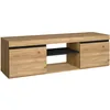 Image de Skraut Home | Meuble TV Modèle Naturale | Couleur Chêne/Noir | Salon-séjour | Support Télévision avec étagères et placards de Rangement | 140 x 40 x 41 cm(Naturale 140)