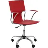 Image de Piqueras y Crespo Modèle 214 - Chaise de Bureau Ergonomique avec Bras Fixes, réglable en Hauteur et pivotant à 360 degrés - Assise et Dossier rembourrés en Simili Cuir Rouge