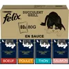 Image de Felix | Succulent Grill | Aliment Complet pour Chat Adulte| Sélection Mixte : Au Poulet, Au Boeuf, Au Saumon, Au Thon| en Sauce | Portion Individuelle | 80x80g