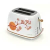 Image de CAPRIZZE Grille-pain Kaito avec double fente extra large de 3,8 cm et 13,5 cm de long, 6 niveaux de grillage, décoration florale et effet bois blanc mat