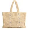 Image de GIOSEPPO Sac fourre-tout LOMIRA pour femme | Raphia avec ornements strass dans un ton naturel | Mode plage été | Fermeture éclair et poche intérieure | Sac bohème pour usage quotidien et voyage,