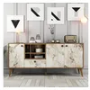 Image de CONCEPT1 Napoli marbre blanc et noyer 180 x 35 x 81cm 845HCT5340