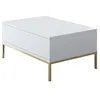 Image de Hanah Home Élégante Table à café, Blanc et doré, 90 x 60 x 40 cm, 100% mélamine, épaisseur 18 mm, Pieds en métal Robuste, Design Moderne pour Salon