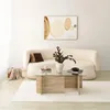 Image de Hanah Home Élégante Table à café, Travertine, 105 x 40 x 65 cm, Dessus en 100% Verre et Panneau en Particules de mélamine, Design élégant en marbre pour espaces de Vie Modernes
