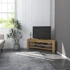 Image de Hanah Home Élégant Support TV en chêne - 120 cm de Large, 40 cm de Haut, 30 cm de Profondeur - Panneau en Particules 100% mélamine - Épaisseur : 18 mm - Montage Mural avec étagères Multiples