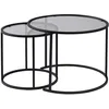 Image de Hanah Home Ensemble de Table Basse élégante (2 pièces), Noir et Gris, Verre trempé et Cadre en métal | S : 42 x 39 x 42 cm, L : 60 x 43 x 60 cm | Design Moderne pour Salon