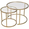 Image de Hanah Home Elegant Lot de 2 Tables à café Doré et Transparent 60 x 60 x 43 cm Verre trempé 4 mm Cadre 100% métal Élégant et Durable pour Les espaces de Vie Modernes