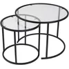 Image de Hanah Home Ensemble de Table Basse élégante (2 pièces) Noir et Transparent, 100% Verre trempé, Cadre en métal | S : 42 x 39 x 42 cm, L : 60 x 43 x 60 cm | Design Moderne pour Salon