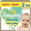 Image de Pampers Harmonie, Taille 2, 204 Couches, 4-8kg, Protection Douce Pour La Peau Avec 100% D’Absorption Pampers, Pack 1 Mois