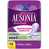 Image de Ausonia Discreet Lot de 14 serviettes hygiéniques normales pour perte d'urine pour femme, protection complète*, discrétion incroyable