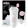 Image de Braun Epilateur Electrique Femme Silk Epil 5, 5-251, Blanc et Rose   Etanche, sans Fil, Rouleau de Massage, Coffret Epilation avec Tondeuse Intime, Tête de Rasage, Embout pour Débuter