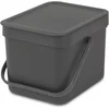 Image de Brabantia Poubelle Sort & Go 6L (Gris Foncé)   Système de tri des déchets avec poignée de transport, couvercle amovible et à ouverture permanente   Poubelle cuisine à nettoyage facile sans rebords