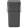 Image de Brabantia Poubelle Sort & Go 12L (Gris Foncé)   Système de tri des déchets avec poignée de transport, couvercle amovible et à ouverture permanente   Poubelle cuisine à nettoyage facile sans rebords