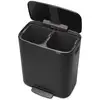 Image de Poubelle rectangulaire à pédale avec 2 compartiments Bo noire 60 L Brabantia
