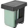 Image de Brabantia Poubelle coulissante Sort & Go | Poubelle à compartiments 2 x 15 L à installer sous l’évier de la cuisine | Système de tri intégré avec rails coulissants et bacs amovibles | Grey & Green