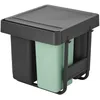 Image de Brabantia Poubelle coulissante Sort & Go | Poubelle à compartiments 10+10+20 L à installer sous l’évier de la cuisine | Système de tri intégré avec rails coulissants et bacs amovibles | Grey & Green