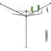 Image de Brabantia - Séchoir Lift-O-Matic - Etendoir Linge Extérieur - Antidérapantes - Résistantes aux UV - Rotation Fluide - Pratique - Douille en Métal à Planter dans Le Sol - Gris Métallique - 50 m
