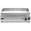 Image de HENDI Plancha à griller électrique lisse, plaque de cuisson, grill barbecue avec tiroir à graisse amovible, température jusqu’à 300°C, 230V, 2400W, 527x404x(H)233mm, inox
