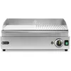 Image de HENDI Plancha à griller électrique mixte 1/2 lisse et 1/2 rainurée, plaque de cuisson, grill barbecue avec tiroir à graisse amovible, température jusqu’à 300°C, 230V, 2400W, 527x404x(H)233mm, inox