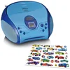 Image de Lenco A004467 SCD-24 Kids - Lecteur CD pour Enfants - Radio CD - avec Autocollants - Boombox - Tuner Radio FM - Titres - 2 x 1,5 W RMS - Alimentation Secteur et Piles - Bleu