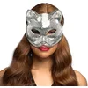 Image de Boland - Masque de chat Disco Cat avec élastique, masque scintillant pour le carnaval, les festivals et les soirées à thème, costume de chat