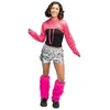 Image de Boland - Jambières néon UV pour costumes, 1 paire, brillent sous la lumière noire, jambières en fausse fourrure, accessoires pour costumes de festivals, de carnaval et de fêtes à thème