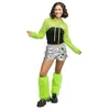Image de Boland - Jambières néon UV pour costumes, 1 paire, brillent sous la lumière noire, jambières en fausse fourrure, accessoires pour costumes de festivals, de carnaval et de fêtes à thème