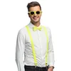 Image de Boland - Costume set 3-pièces, Set d'accessoires avec bretelles, lunettes et noeud papillon, pour festival, JGA, carnaval et fête à thème, Jaune Fluo