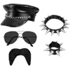 Image de Boland 33208 - Set Rocker pour déguisements, accessoires pour carnaval, set de déguisement, casquette, chaîne, bracelet, barbe et lunettes de fête, fête de carnaval, JGA