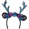 Image de Boland 50028   Diadème Dark Deer Serre-tête renne avec paillettes pour adulte avec fleurs et oreilles