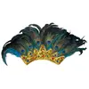Image de Boland 52111   Bijou de tête paon avec plumes et pierres précieuses, accessoire pour costume de carnaval, serre-tête avec couronne pour carnaval et fête à thème