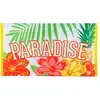 Image de Boland 52489 - Drapeau Paradise - Dimensions : 90 x 150 cm - En polyester - Bannière avec motif - Décoration hawaïenne - Pour fête de plage, carnaval, fête à thème, anniversaire