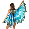 Image de Boland 52876 Ailes de paon, taille 155 x 115 cm, bleu-turquoise/or, motif plumes, costume, carnaval, fête à thème