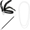 Image de Boland - 64347 - Set années 20 pour déguisements, accessoires pour carnaval, set de déguisement, bandeau, porte-cigarettes et collier, fête de carnaval, JGA, Mulitcolor