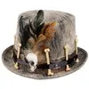 Image de Boland Titre 72180 - Chapeau Voodoo Nawu cylindrique avec tête de mort, taille unique, adulte, beige/marron, avec ruban et applications, Halloween, carnaval, fête à thème