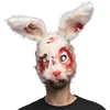 Image de Boland 72345 - Masque d'animal Lapin ensanglanté en peluche pour adultes, demi-masque réaliste pour Halloween, le carnaval et les soirées à thème