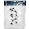 Image de Boland 74417 Toile d'araignée avec araignées décoratives, 250 g de tissu et 12 petites araignées en plastique, décoration pour Halloween, carnaval et fête à thème, Blanc/Noir