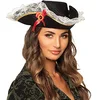 Image de Boland 81928 Chapeau de pirate pour adulte - Noir-Taille Unique | Chapeau tricorne avec noeud, costumes de pirate, carnaval et soirées à thème, marin, capitaine