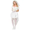 Image de Boland - Costume de mariée, ensemble comprenant une robe, un voile et des gants pour les soirées à thème, le carnaval et les fêtes « Bride to Be »