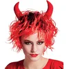 Image de Boland Perruque de diablesse   Mi-longue noire/rouge avec cornes en tissu, idéale pour les fêtes costumées et Halloween
