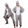 Image de Boland - Costume d'âne pour adulte, combinaison à capuche en peluche, imprimé animalier, fermeture éclair sur le devant, ferme, fermier, carnaval, soirée à thème, Gris