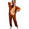 Image de Boland - Costume adulte ours, combinaison en peluche avec capuche, motif animalier, fermeture éclair, ourson, ours brun, carnaval, soirée déguisée