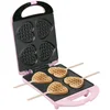 Image de Bestron Gaufrier pour de petites gaufres en forme de coeur piquées sur bâtonnet, Design rétro, Sweet Dreams, 780 W, Rose