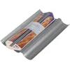 Image de PATISSE 03664 - Moule à Baguettes, Ficelles, Pains ou Tuiles 3 Compartiments en Acier Revêtu Perforé Silver-Top - Gris argenté 38x25cm
