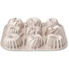 Image de patisse 04521 - Moule 9 mini kouglofs, Moule à gâteau 9 mini bundt cakes   Fonte d’aluminium, beige doré, 24x24x4.5cm