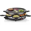 Image de Princess Raclette pour 6 personnes avec plaque de grill ronde amovible   Surface antiadhésive, cuisson saine sans matière grasse, idéale pour viande, poisson et légumes