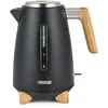 Image de Princess Bouilloire Électrique, 1,7 L, 3000 W, Accents en Bambou | Acier inoxydable noir mat, Socle rotatif à 360°, Régulateur Strix, Arrêt automatique, 01.236061.01.001